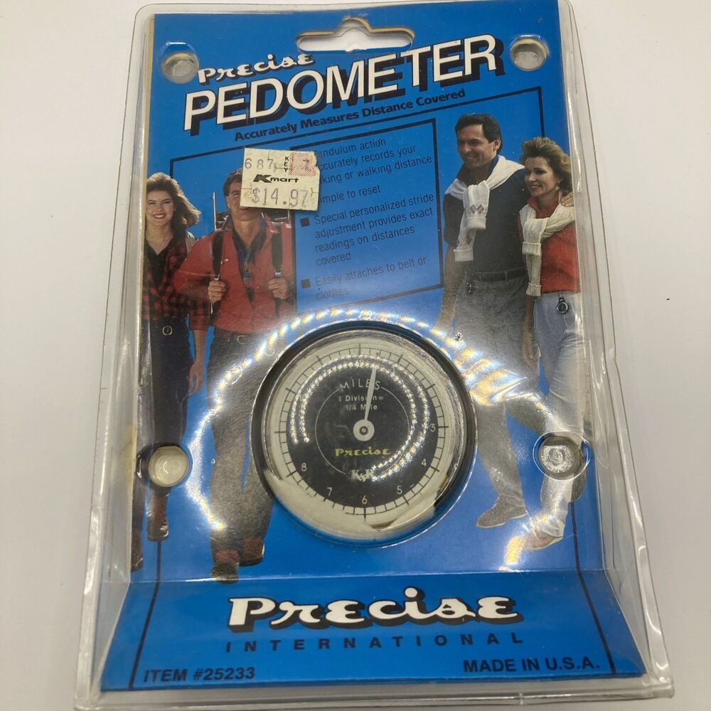 Vintage Precise Pedometer Made in U.S.A. with Clip New Old Stock Kmart Sticker